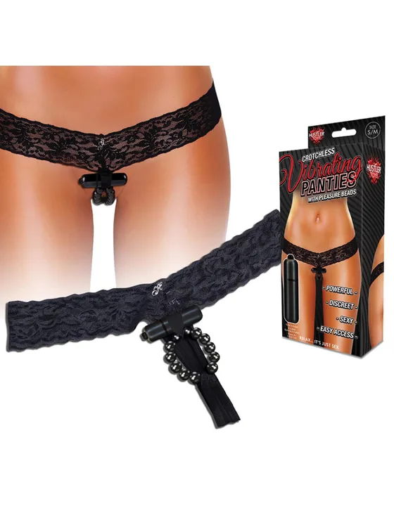 Hustler | Vibrating Panties with Beads | M/L : Black